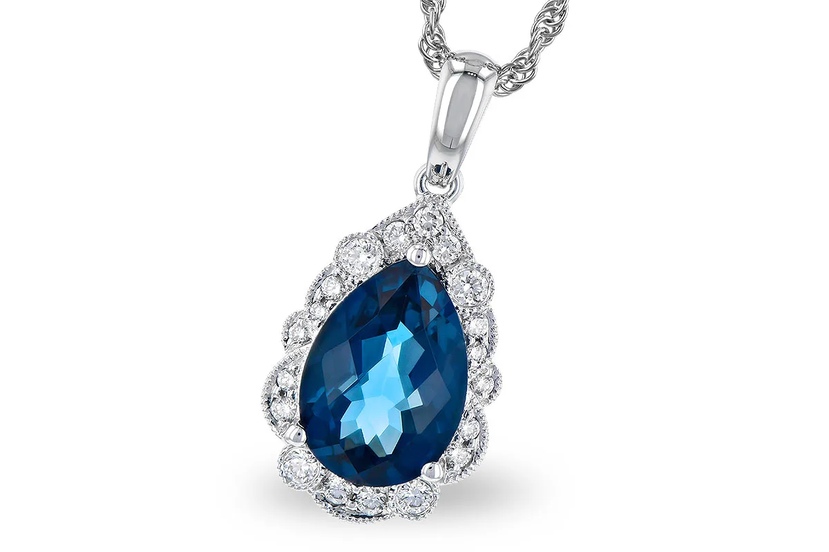 London Blue Topaz Necklace in white gold
