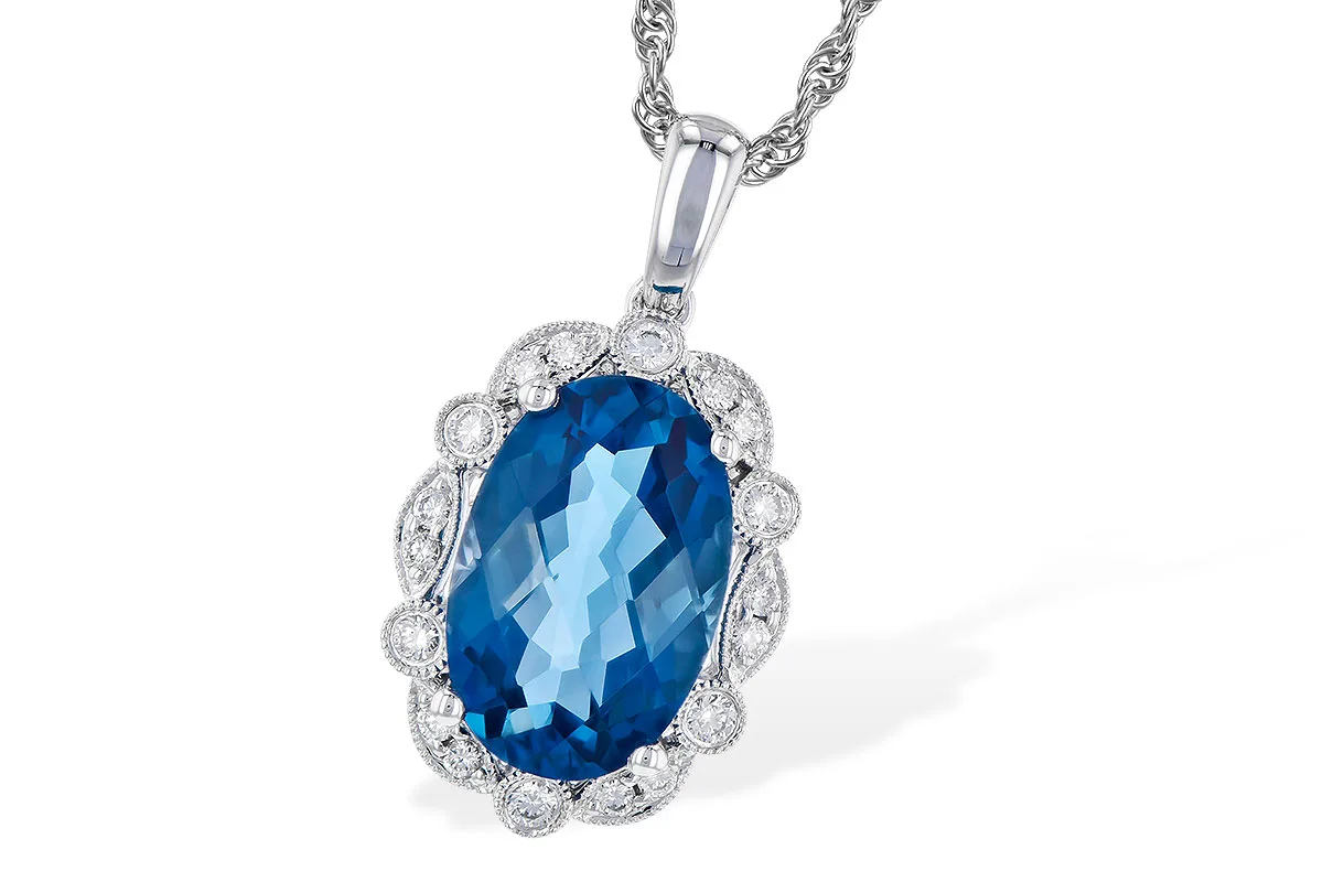 London Blue Topaz Necklace in white gold