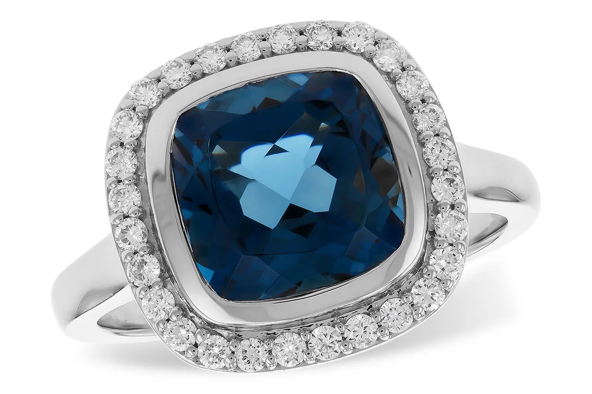 London Blue Topaz Ring in white gold