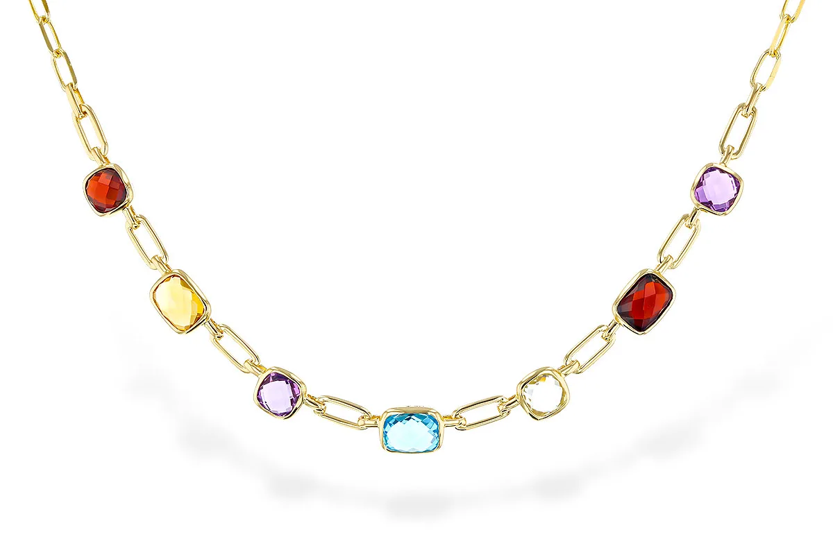 Semi-Precious Stone Necklace in yellow gold