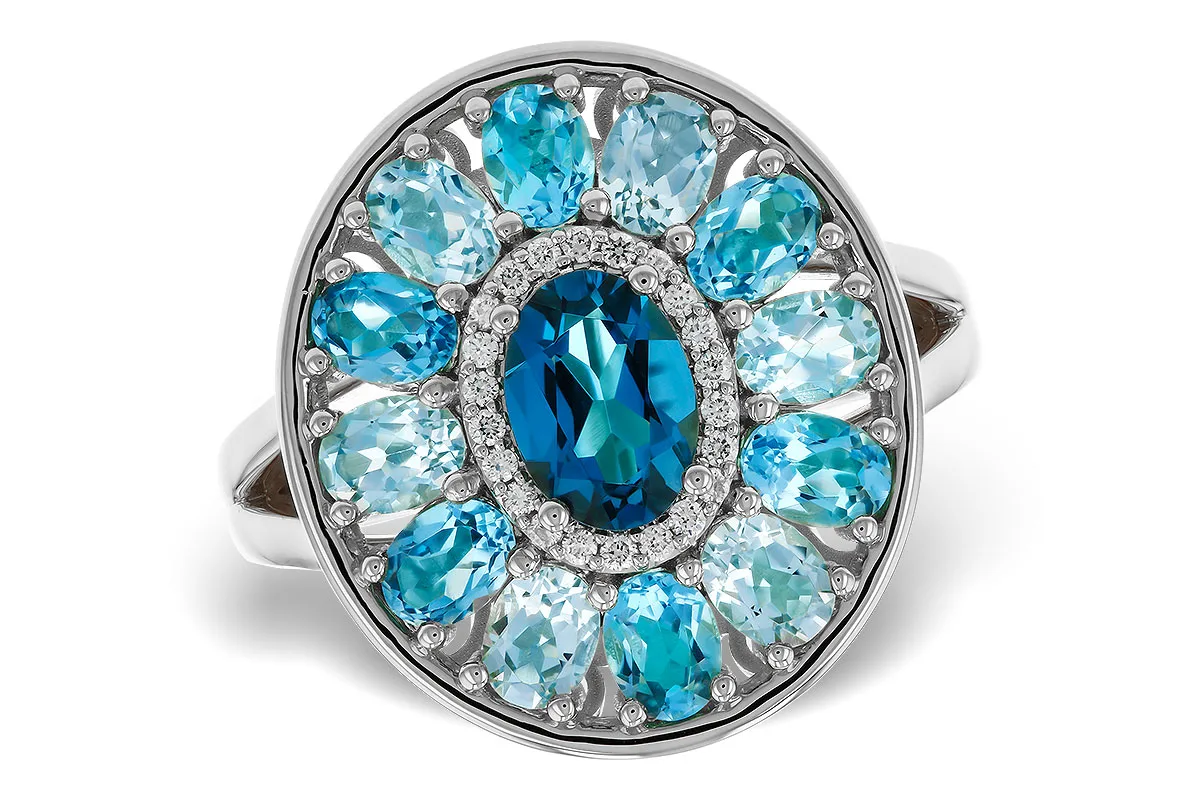Blue Topaz Ring in white gold