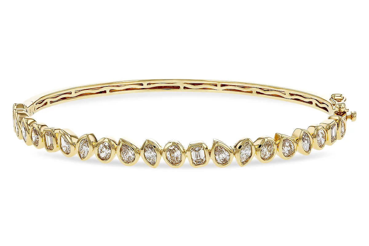 Fancy-Cut Diamond Bangle in yellow gold