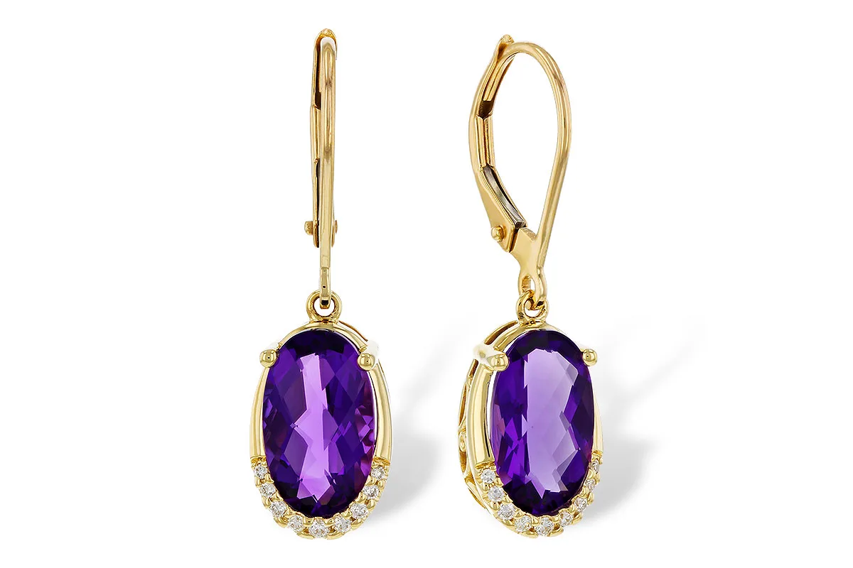 Amethyst Earrings in yellow gold