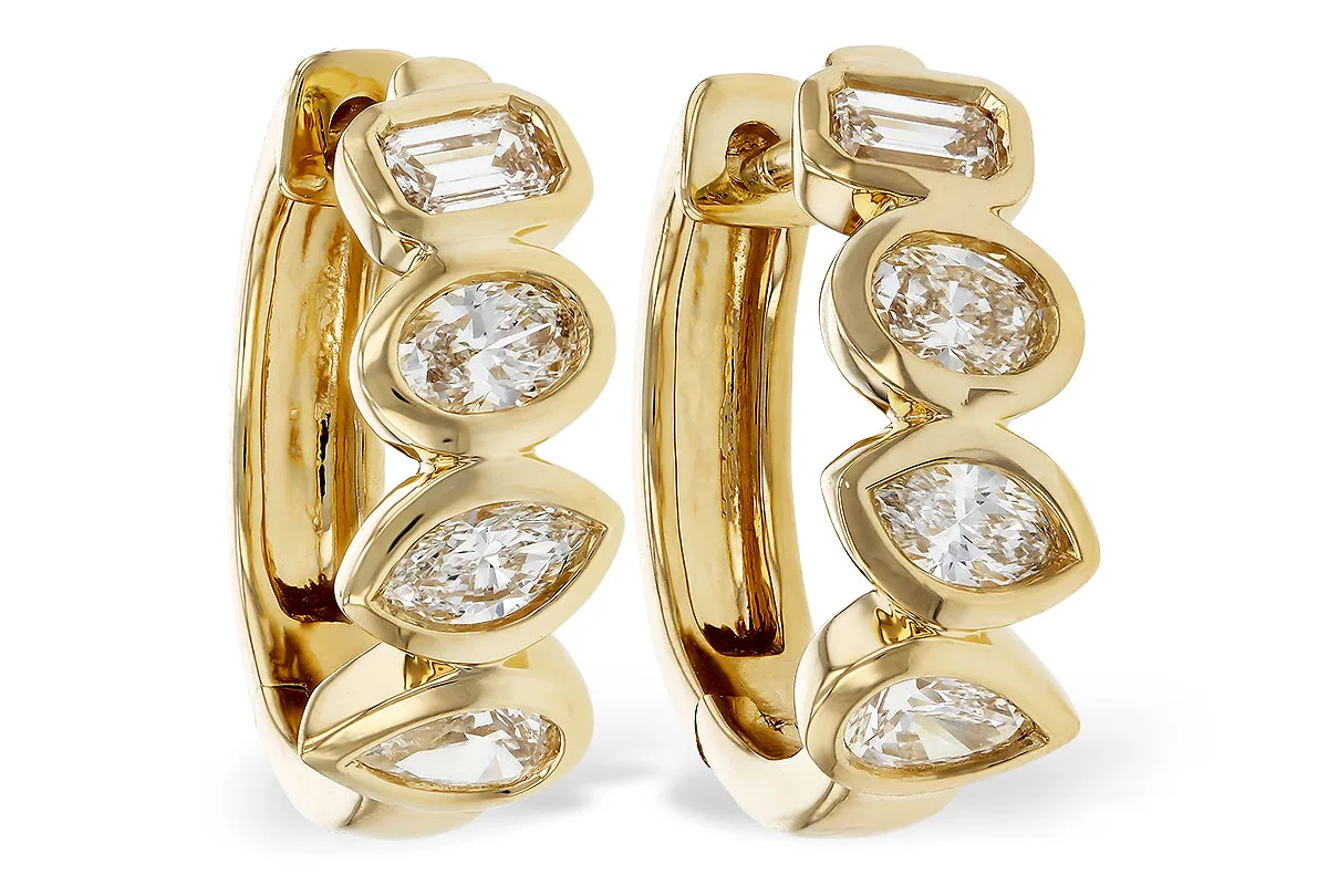 Fancy-Cut Diamond Earrings in yellow gold