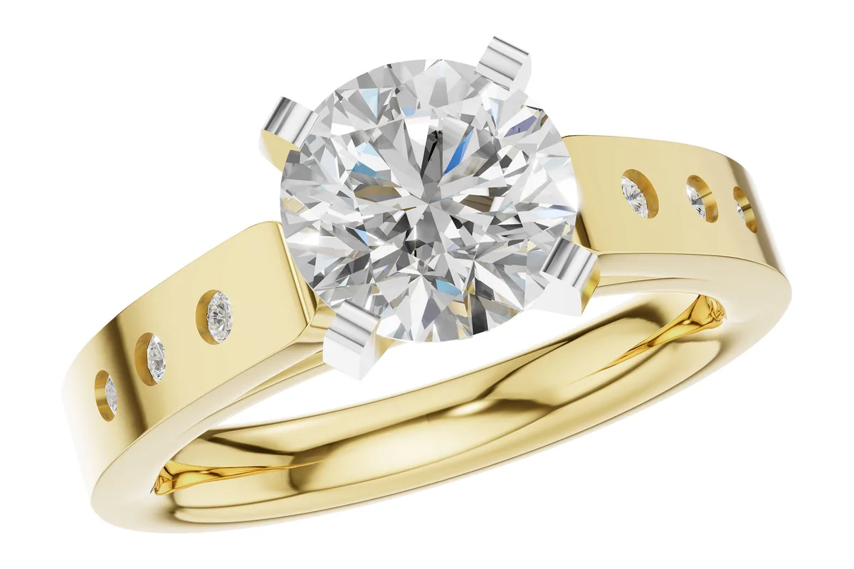 Diamond Semi-Mount Engagement Ring in yellow gold