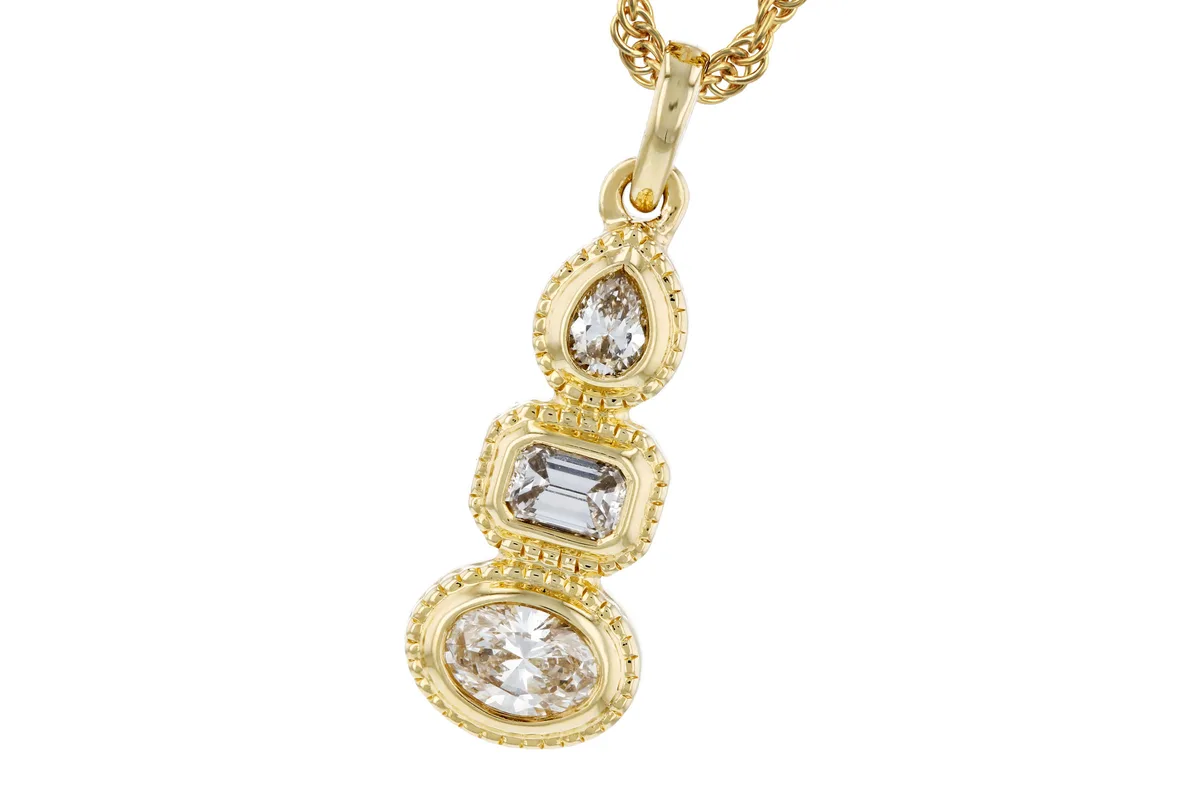 Fancy-Cut Diamond Necklace in yellow gold