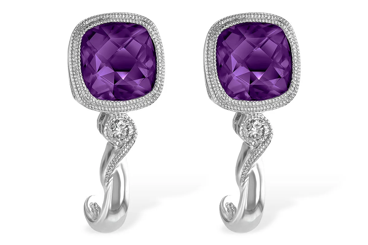Amethyst Earrings in white gold