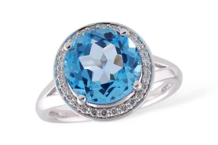 Blue Topaz Ring in white gold