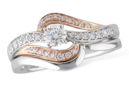 Diamond Wedding Set in two-tone (reversed)