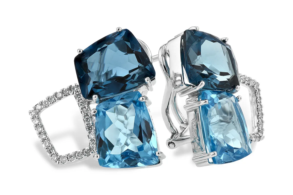 Blue Topaz Earrings in white gold