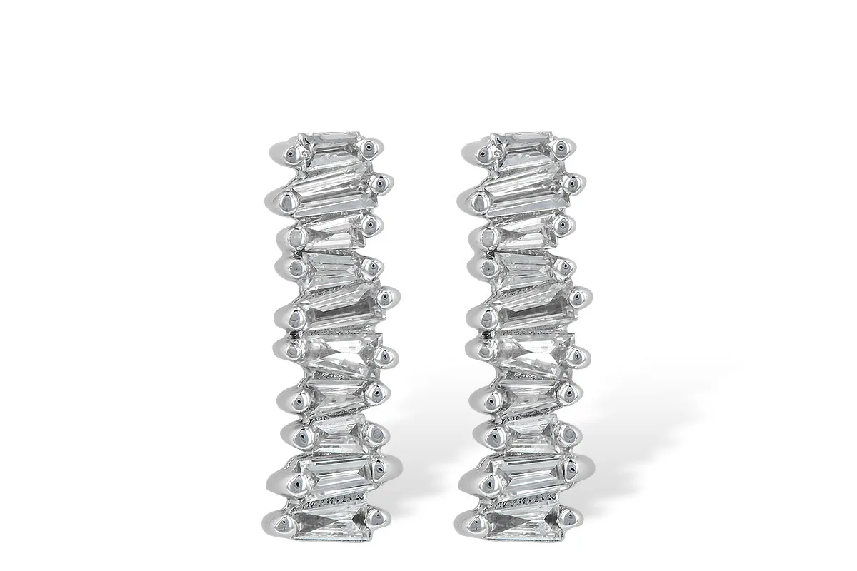 Baguette Diamond Earrings in white gold