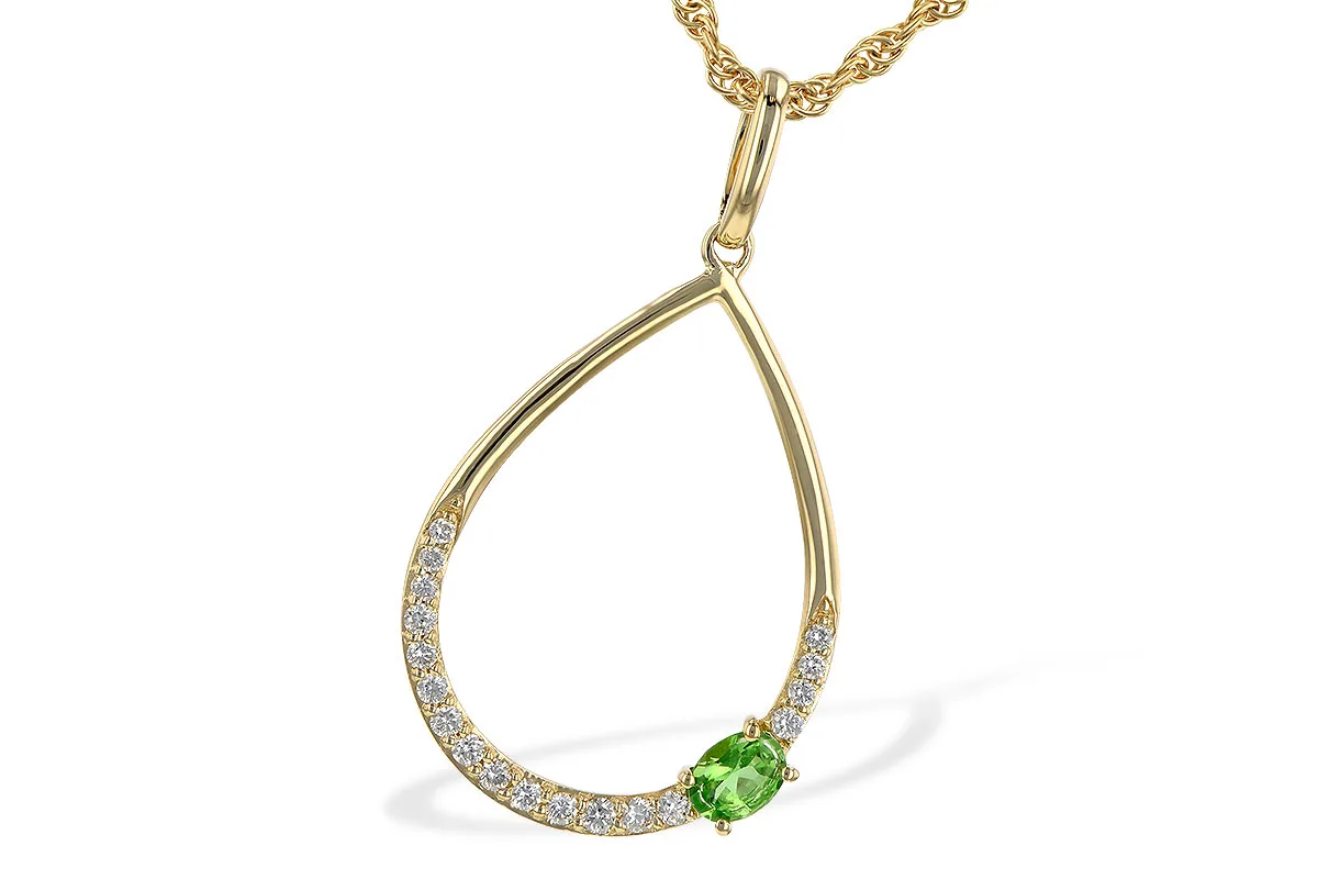 Green Garnet Necklace in yellow gold