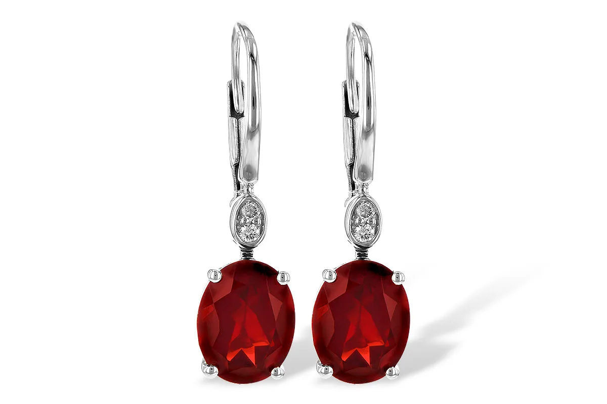 Garnet Earrings in white gold
