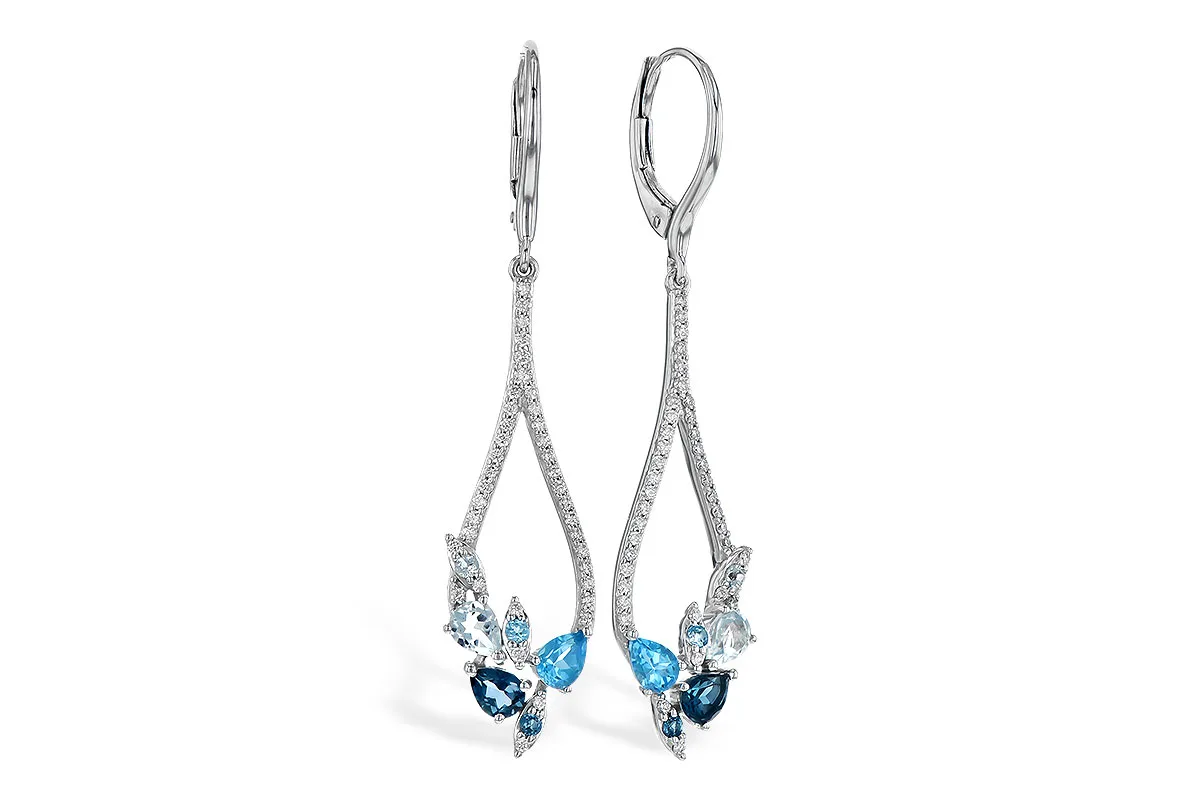 Blue Topaz Earrings in white gold