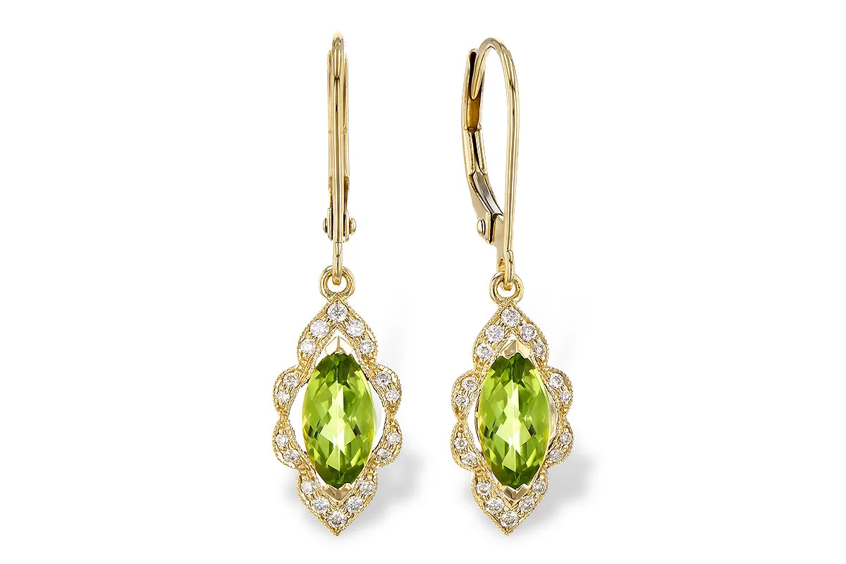 Peridot Earrings in yellow gold