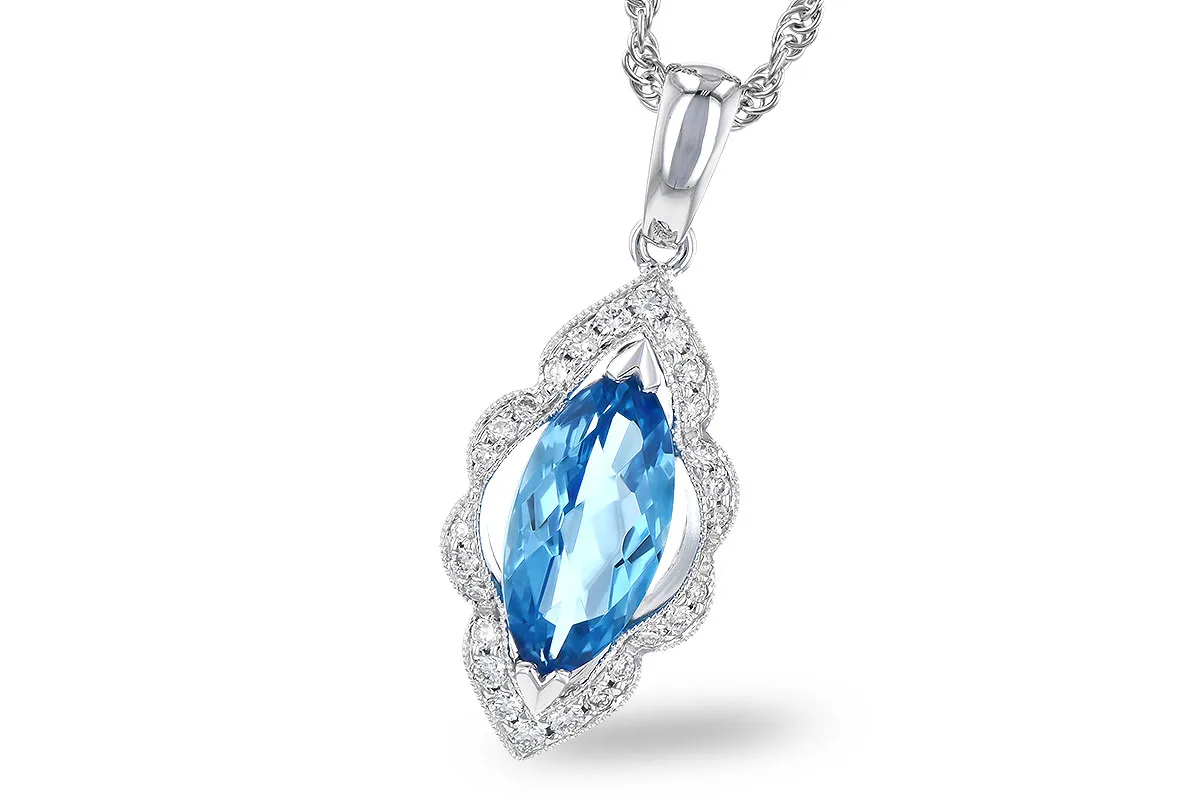 Blue Topaz Necklace in white gold