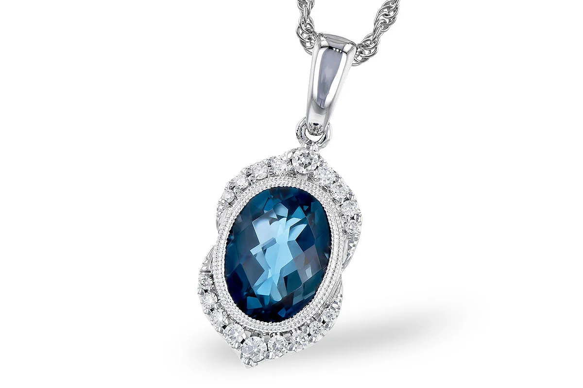 London Blue Topaz Necklace in white gold