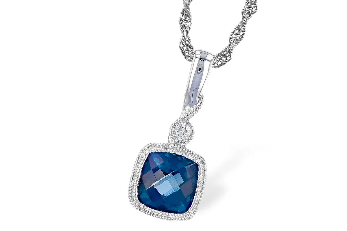 London Blue Topaz Necklace in white gold