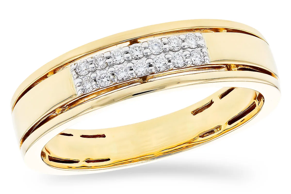 Men's Diamond Wedding Band in yellow & white