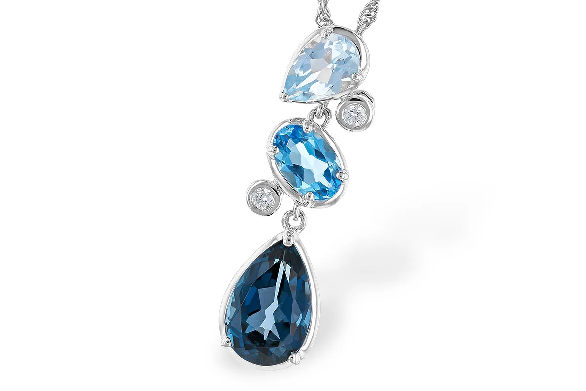 Blue Topaz Necklace in white gold