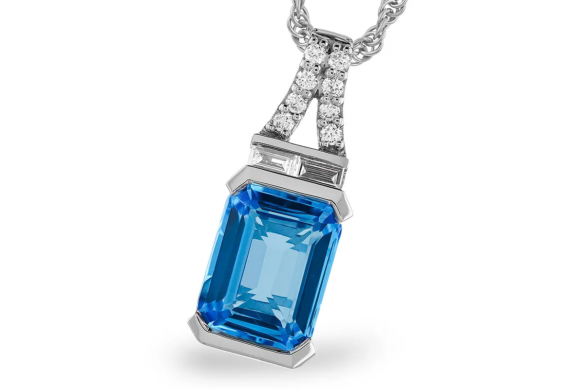 London Blue Topaz Necklace in white gold
