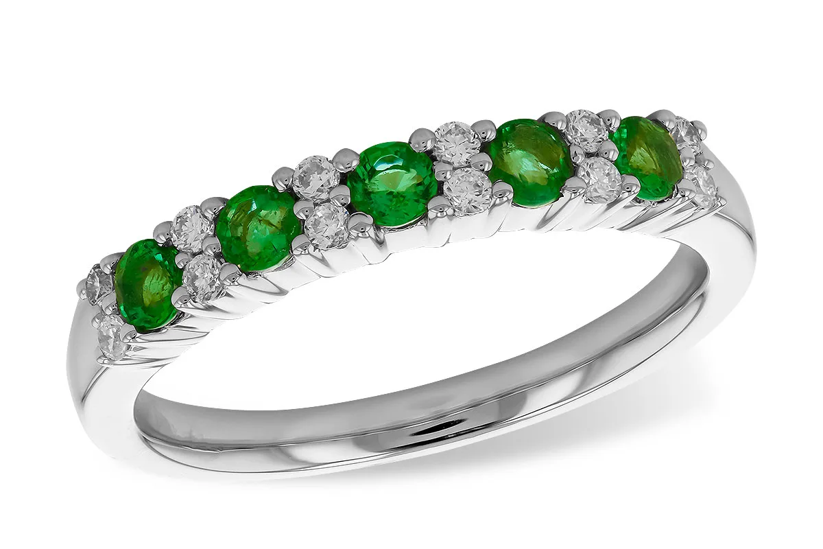Emerald Wedding Band in white gold