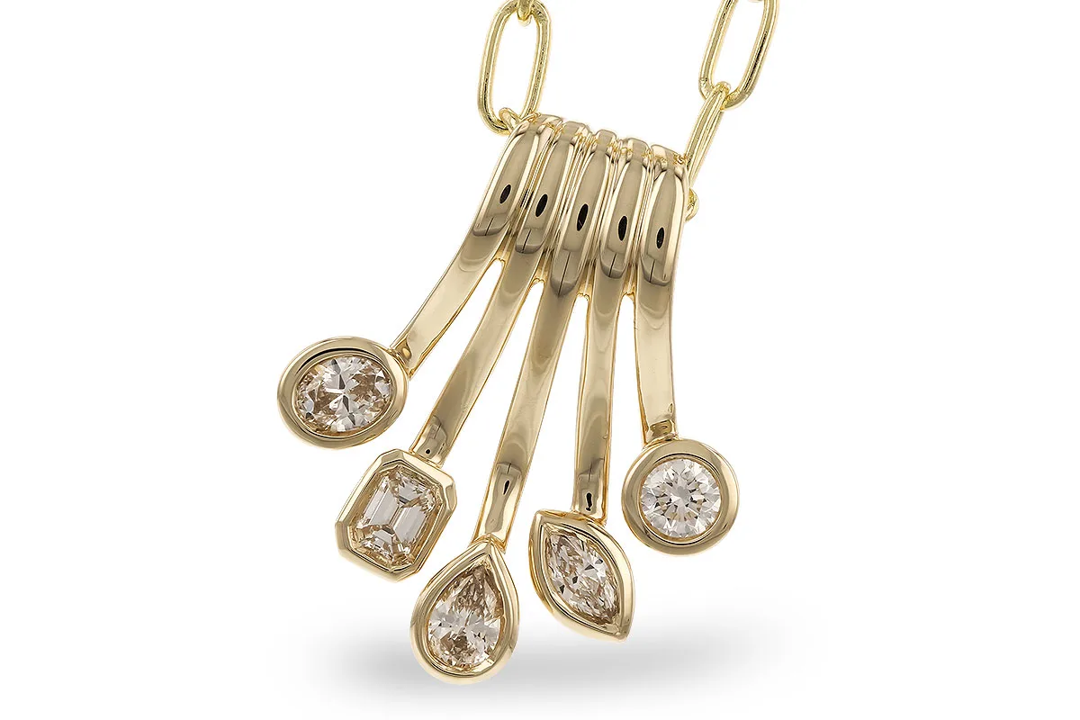 Fancy-Cut Diamond Necklace in yellow gold