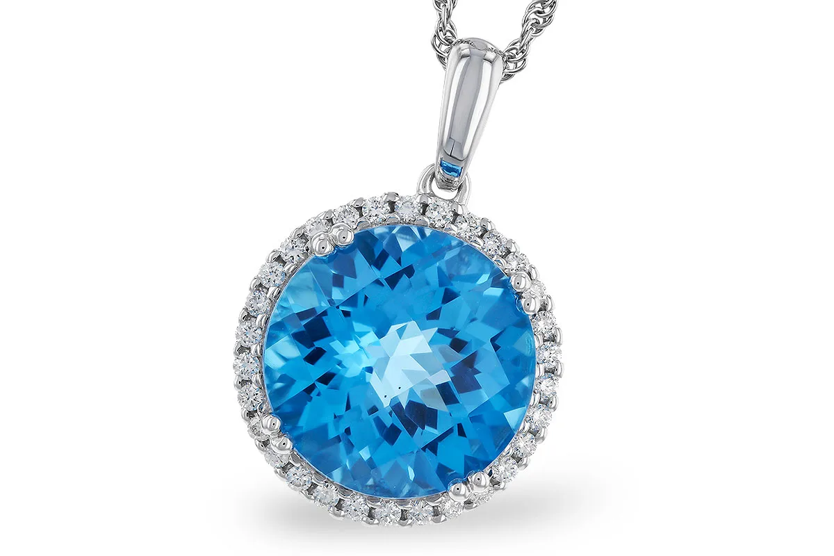 Blue Topaz Necklace in white gold