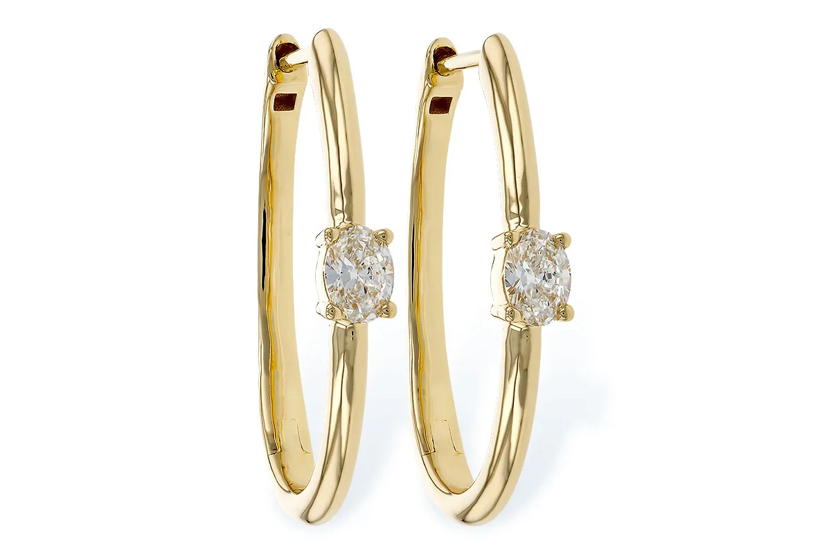 Oval Diamond Earrings in yellow gold
