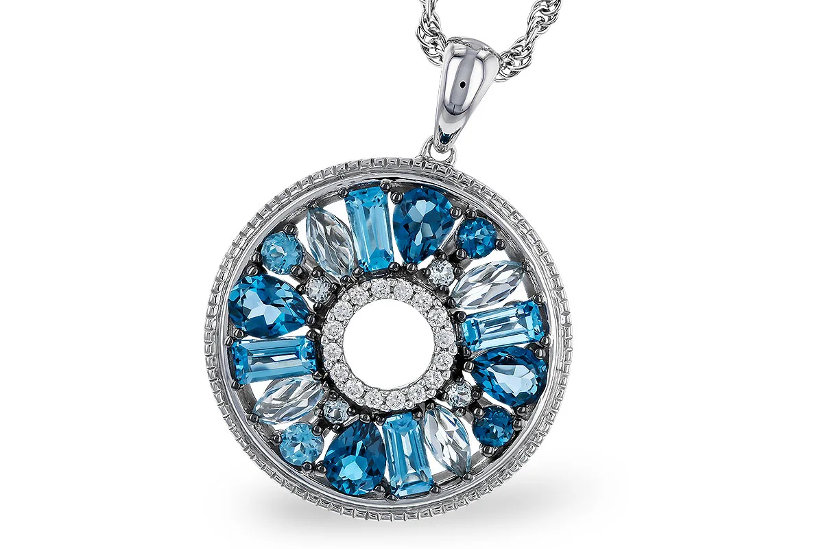 Blue Topaz Necklace in white gold