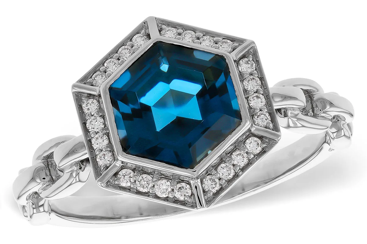 London Blue Topaz Ring in white gold