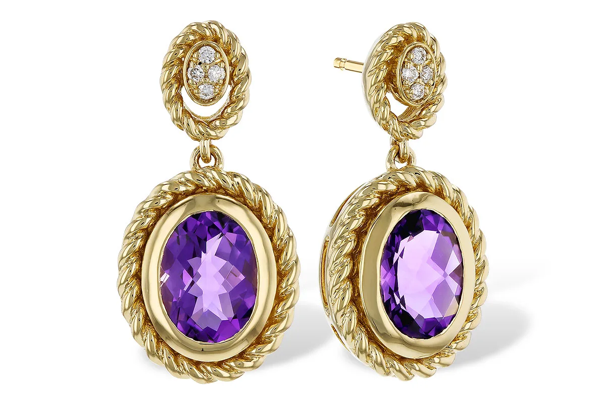 Amethyst Earrings in yellow gold