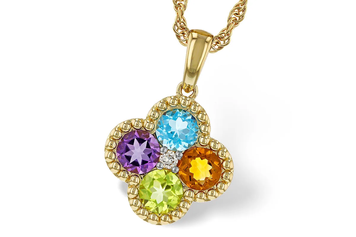 Semi-Precious Stone Necklace in yellow gold