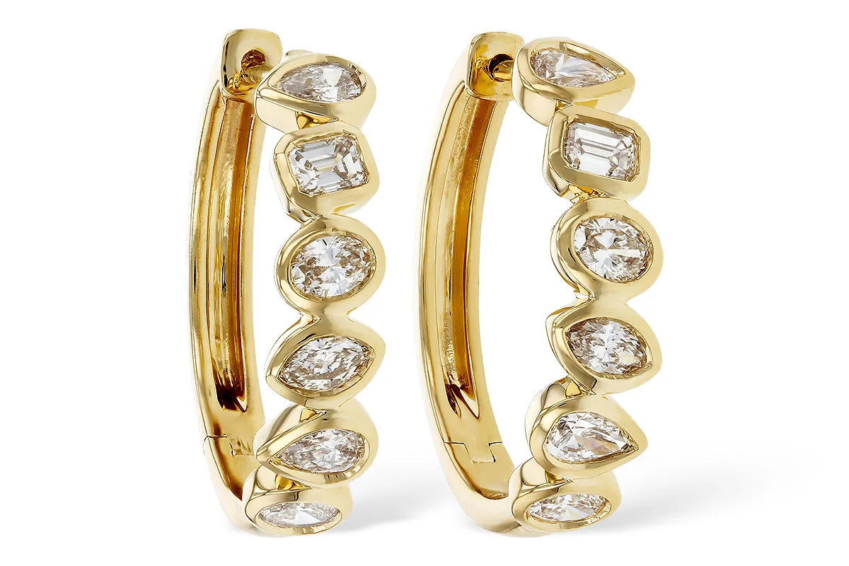 Fancy-Cut Diamond Earrings in yellow gold