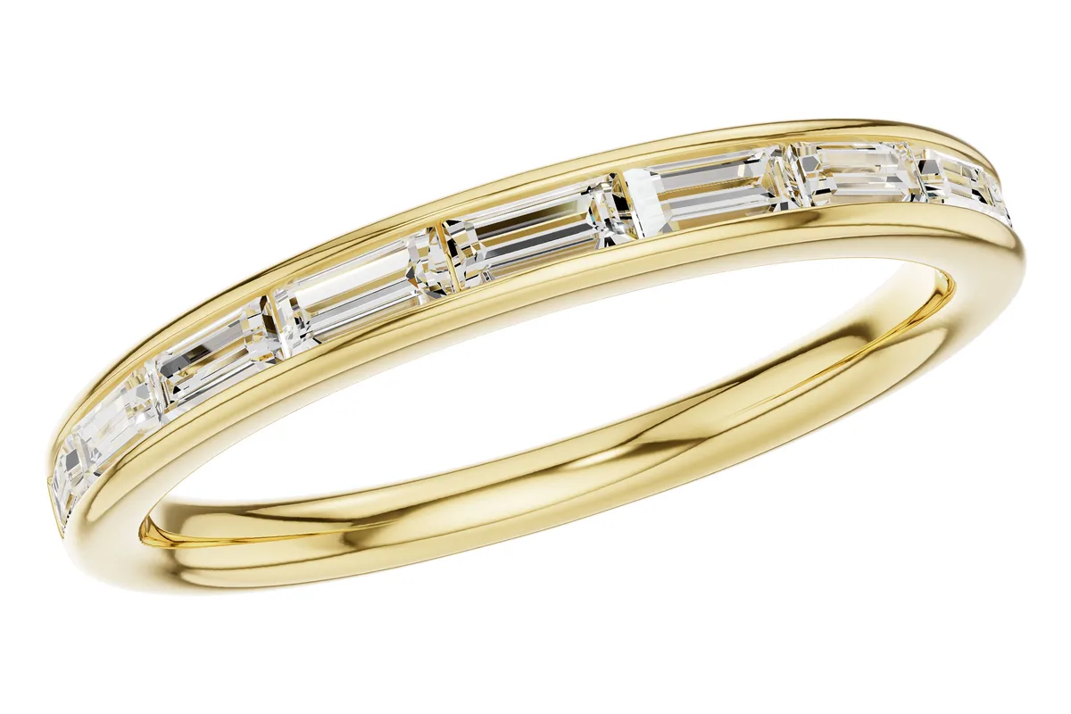 Diamond & Baguette Diamond Wedding Band in yellow gold