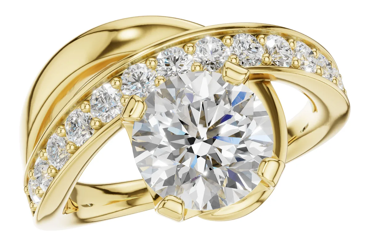 Diamond Semi-Mount Engagement Ring in yellow gold