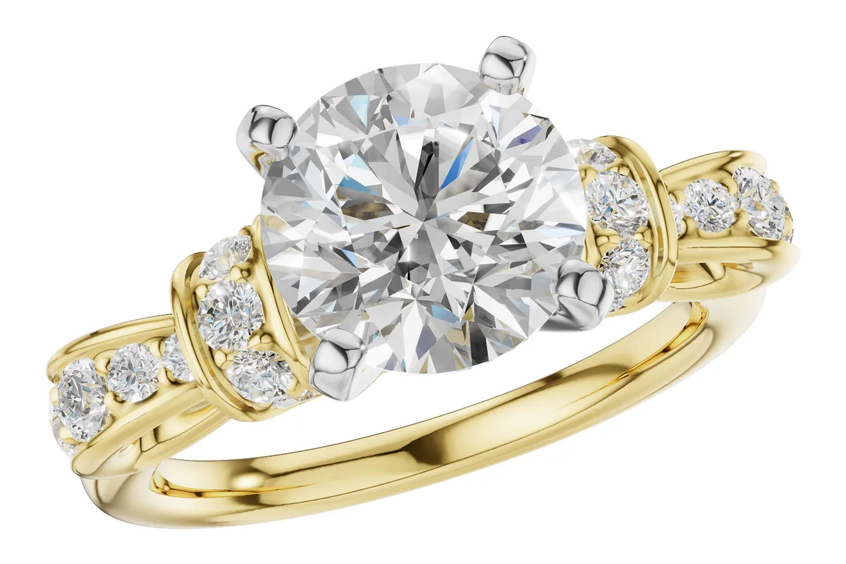 Diamond Semi-Mount Engagement Ring in yellow gold