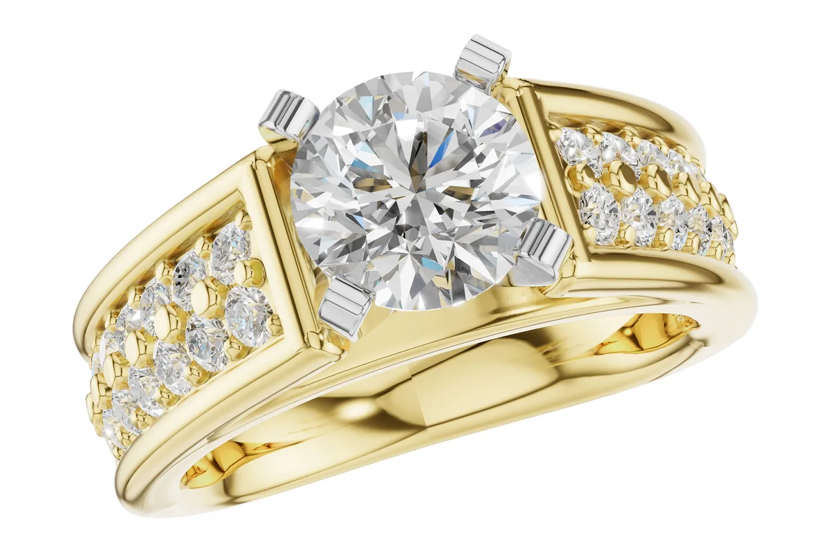 Diamond Semi-Mount Engagement Ring in yellow gold