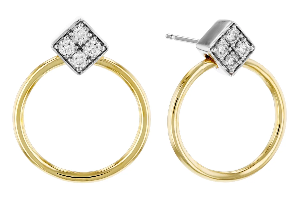 Diamond Earrings in yellow & white