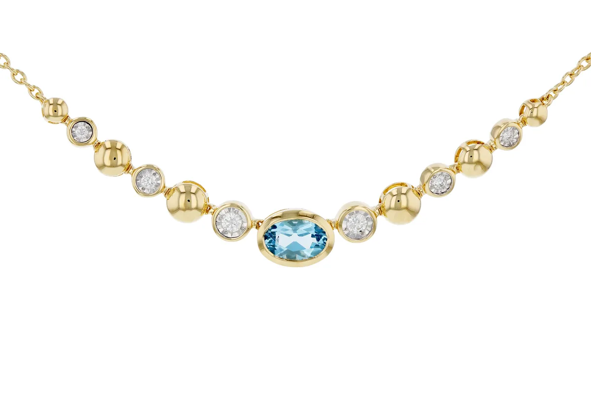 Swiss Blue Topaz Necklace in yellow gold