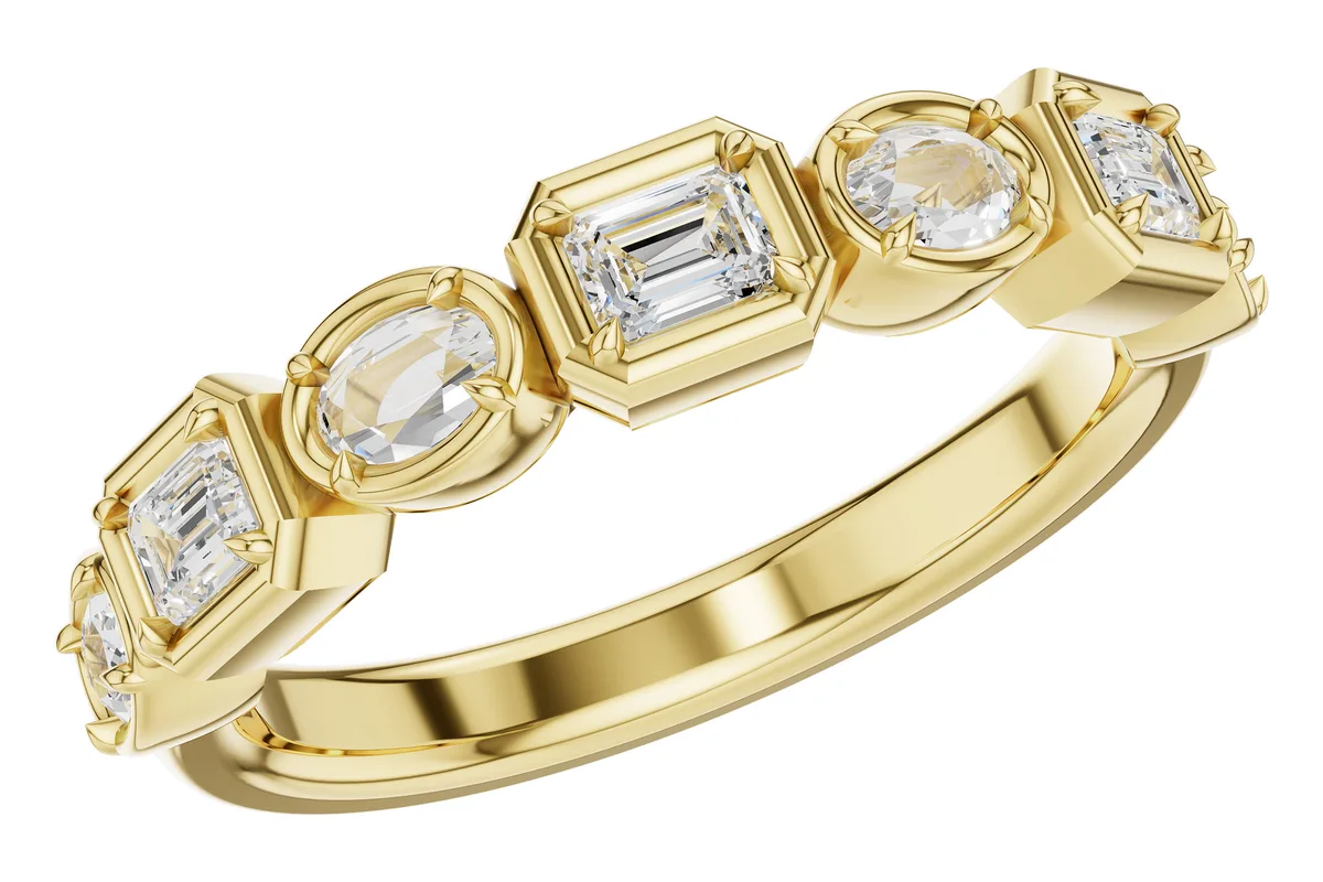 Fancy-Cut Diamond Wedding Band in yellow gold