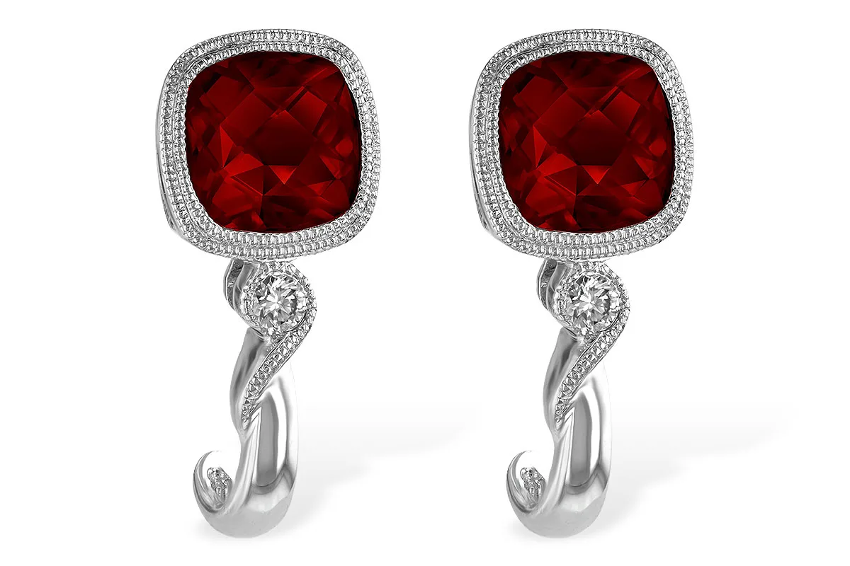 Garnet Earrings in white gold