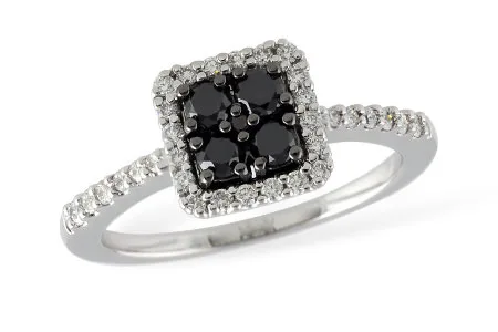 Diamond & Black Diamond Ring in white gold
