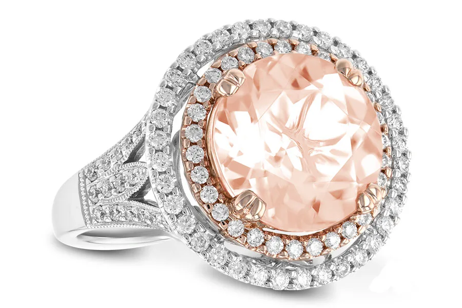 Morganite Ring in two-tone (reversed)