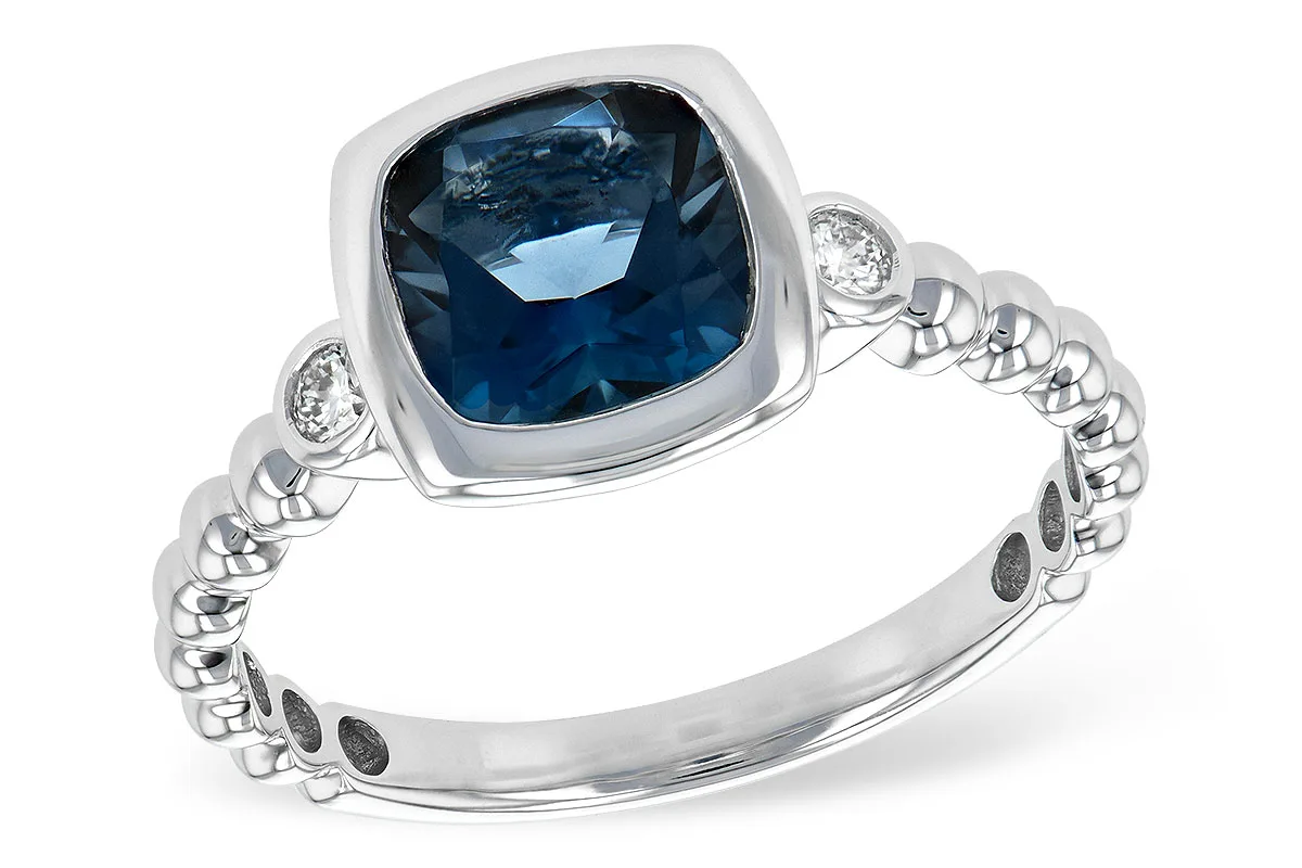 London Blue Topaz Ring in white gold