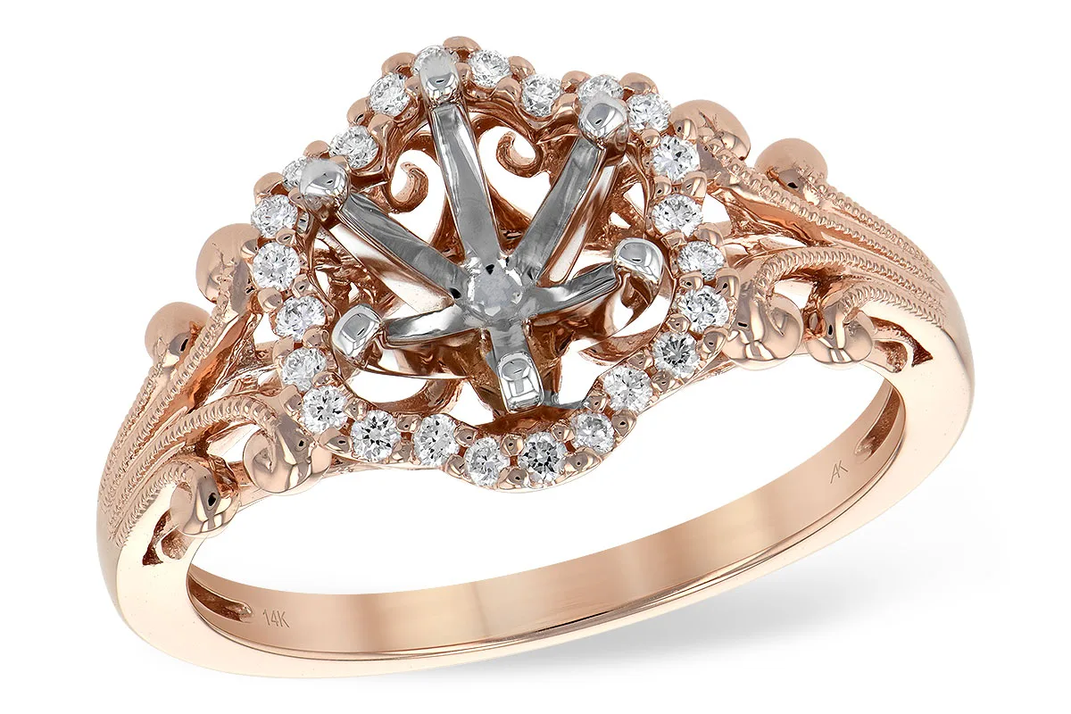 Diamond Semi-Mount Engagement Ring in rose gold