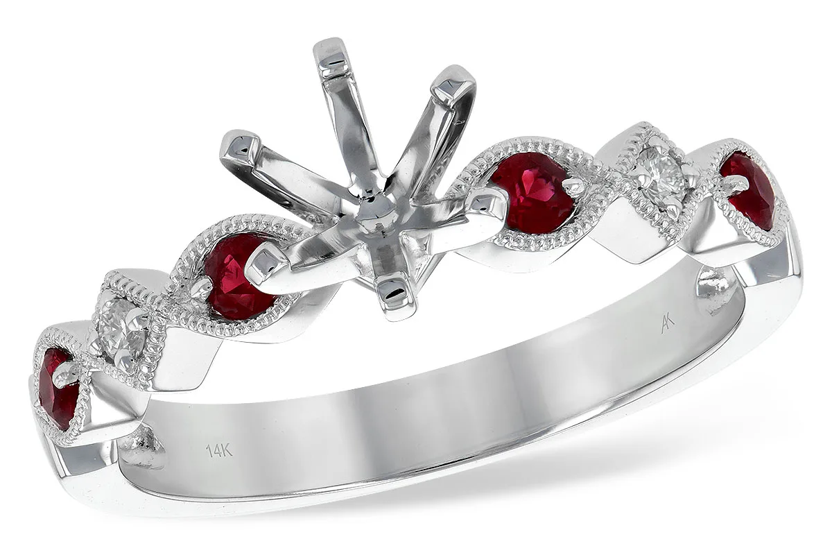Diamond & Ruby Semi-Mount Engagement Ring in white gold
