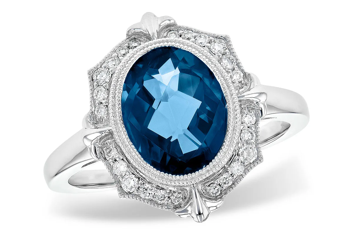 London Blue Topaz Ring in white gold