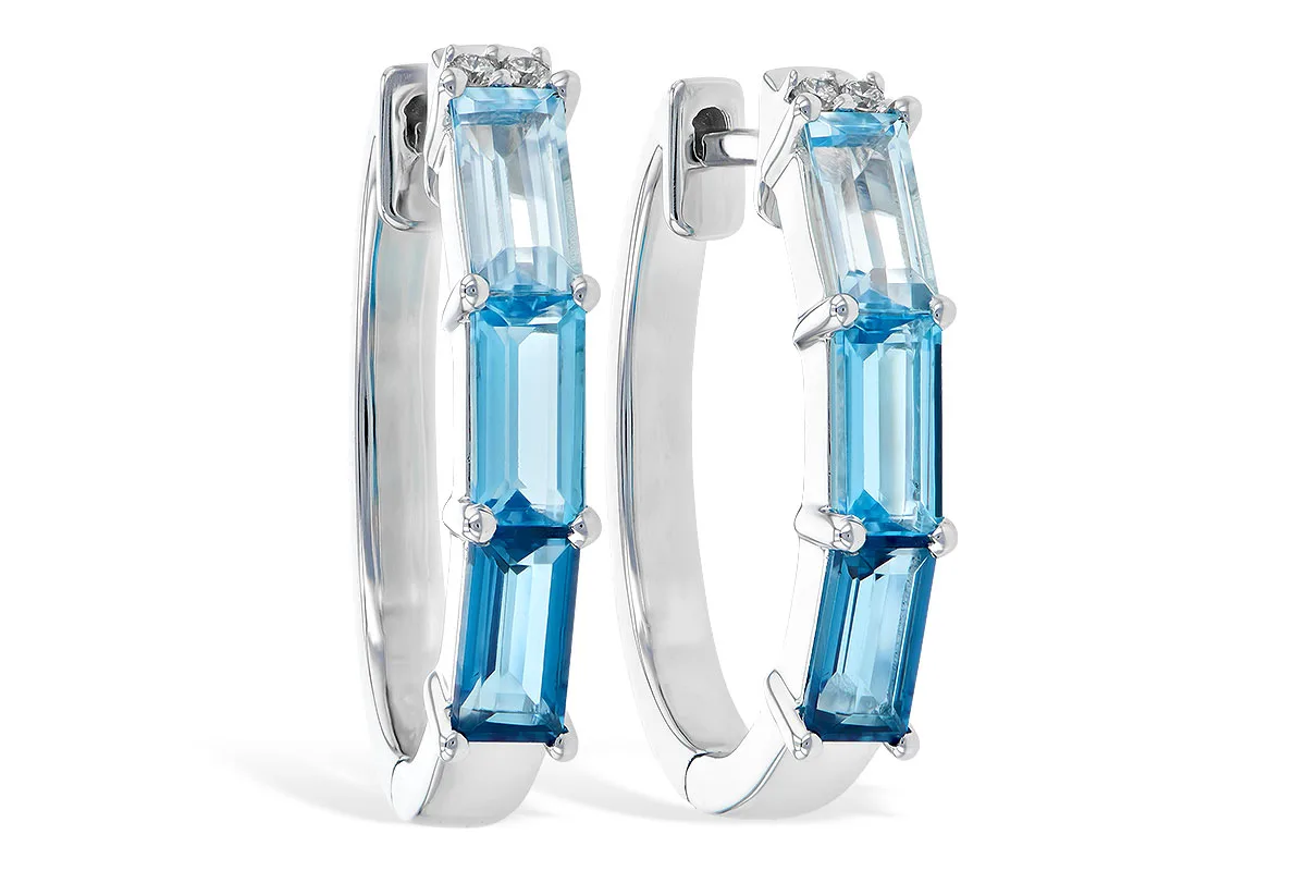Blue Topaz Earrings in white gold
