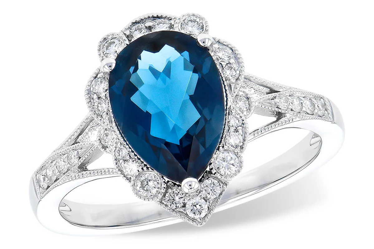 London Blue Topaz Ring in white gold